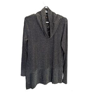 Belldini Black and Silver Striped Cowl Neck Sweater